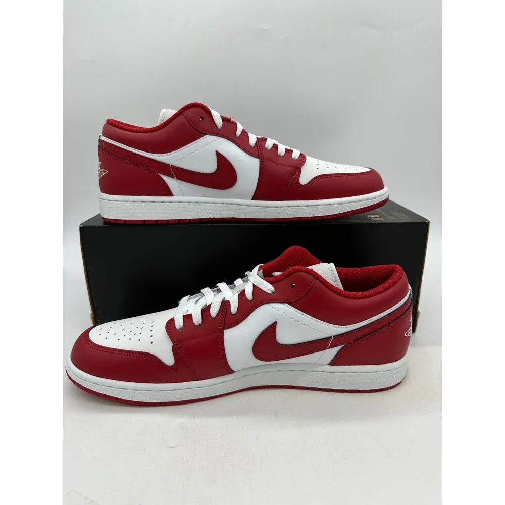 Air Jordan 1 Low Men's Size 11 Red White Leather Athletic Shoes 553558 166